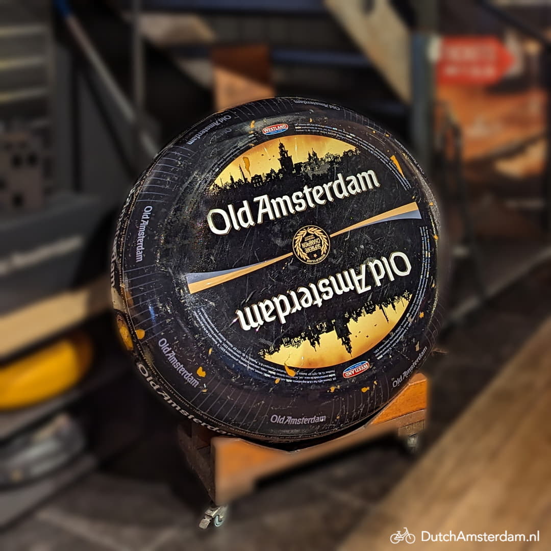 A wheel of Old Amsterdam cheese, used as a marketing display in one of the company's tourist oriented stores.